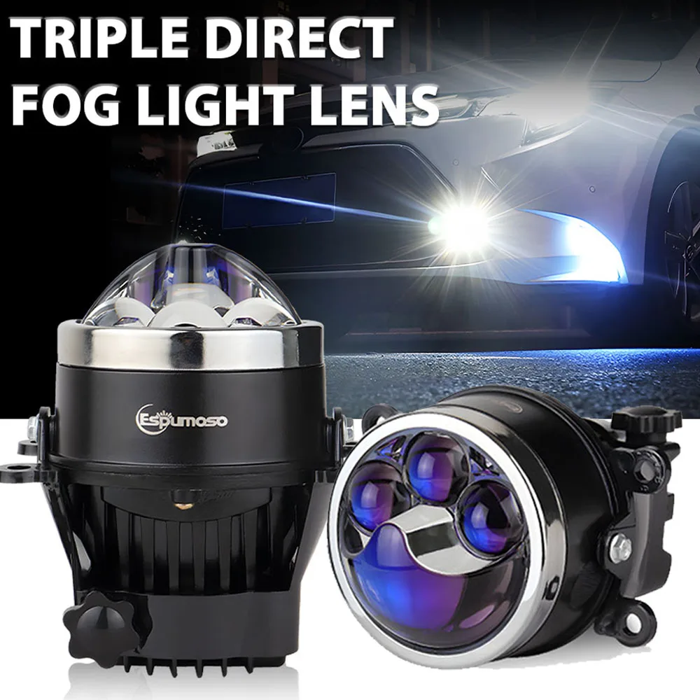 

3Inch Dual Laser Fog Lamp Lens Universal H11 9005 Led Headlight White Light 6000K Bi Led Projector Fog Lights Laser Lenses