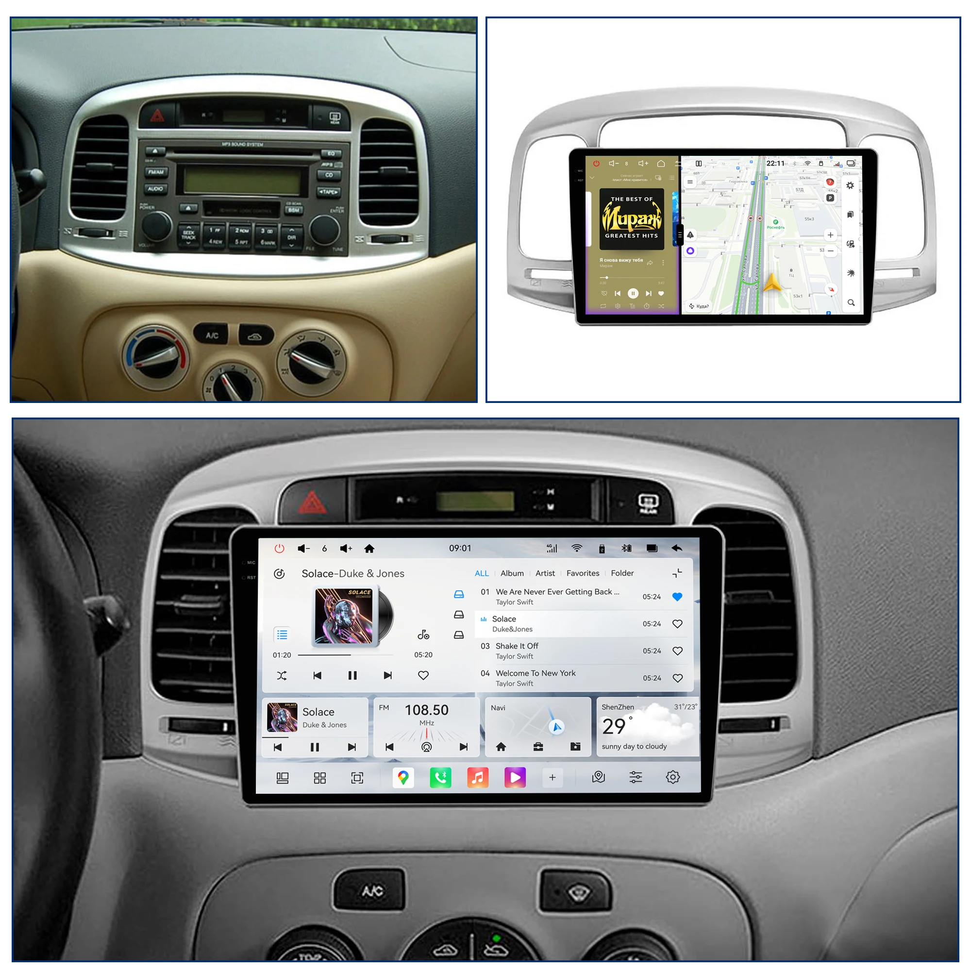 Redpower Android 850 Pro Max Multimedia Player with Crystal Sound, CarPlay Bluetooth Car Radio for Hyundai Accent 3 2006 - 2011