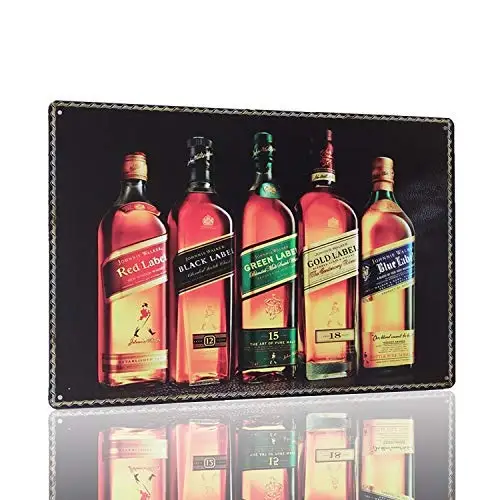 MMOUNT Johnnie Walker Metal Poster Plate Whiskey Tin Sign Vintage Style Wall Ornament Coffee & Bar Decor Sign 8X12Inch