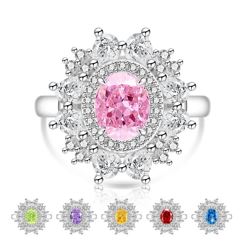 

Изысканное кольцо из стерлингового серебра 925 пробы с бриллиантом огранки «Ледяной цветок» и высокоуглеродистым бриллиантом «Голубиное яйцо», женское ювелирное украшение