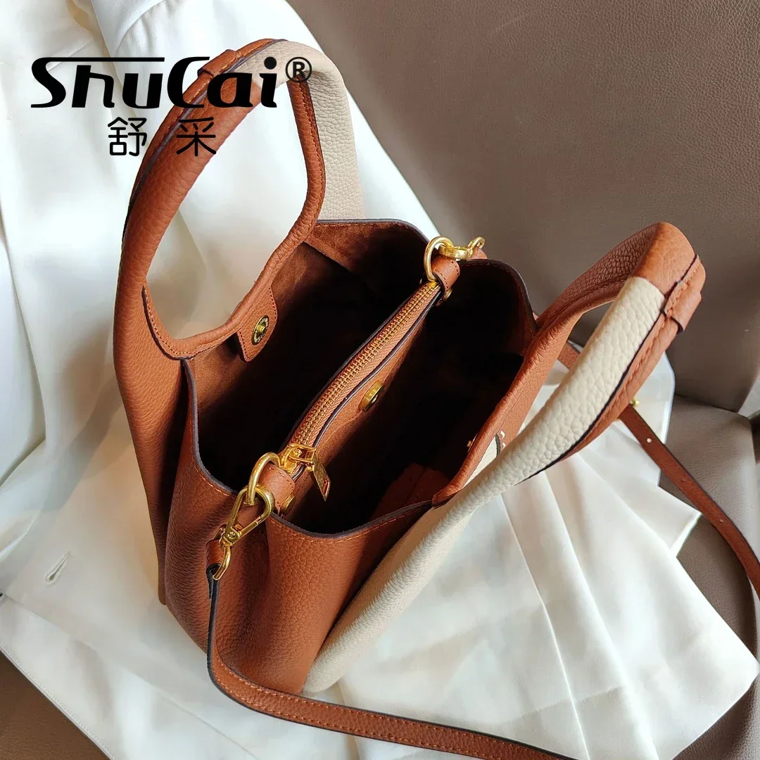 Genuine leather New vegetable basket handbag Korean commuting shoulder crossbody luxury designer bags for women