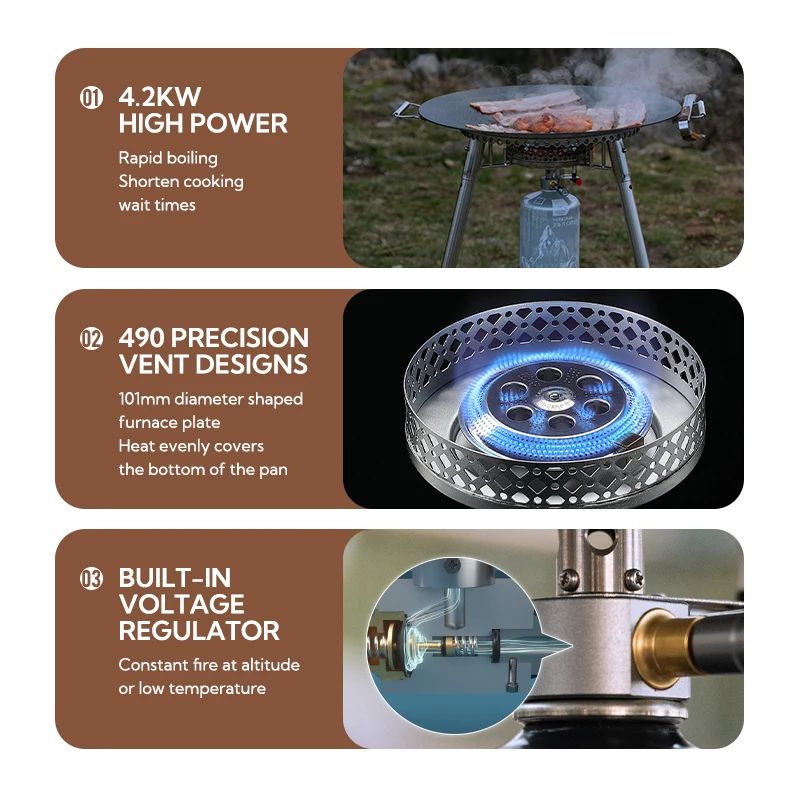 Campingmoon OD-4 Aluminum Alloy Outdoor Portable Backpack Butane Propane Camp Gas Stove Burner Hiking Picnic Cooking Stove