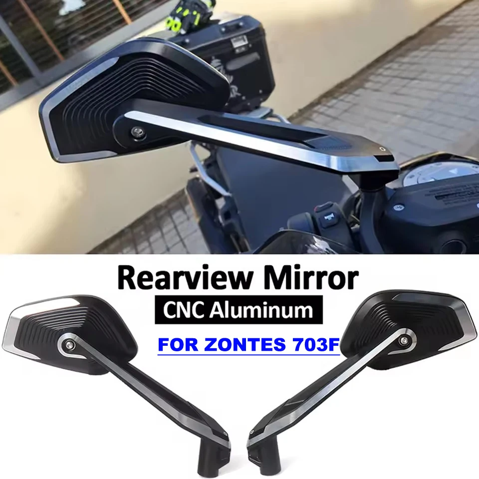 Motorcycle modified Rearview mirror aluminum Large Field Wide Angle Anti Dazzle blue side mirror FOR ZONTES 703F ZT 703 F 368G