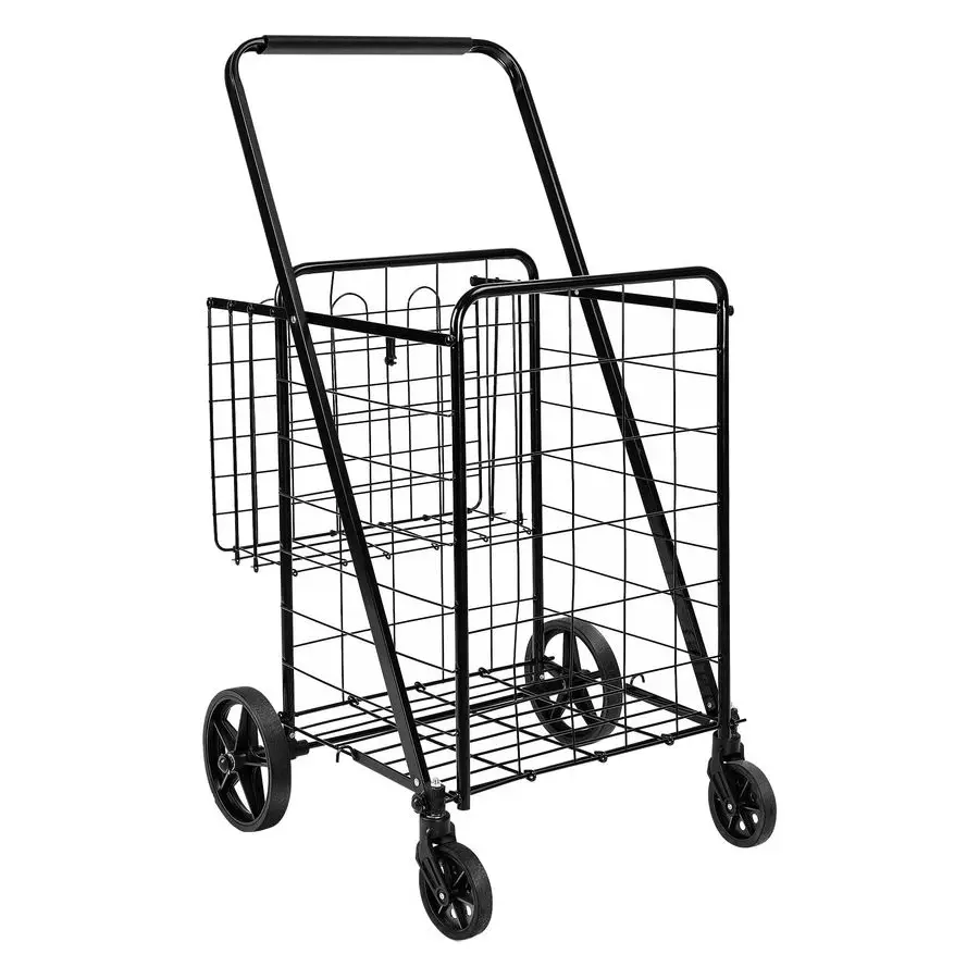 

Foldable Collapsible Shopping Utility Cart with 360Degree Wheels, MultiFunctional for Sports, Easy Assembly, XLarge, Black