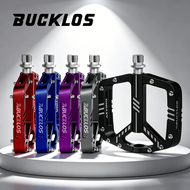 

BUCKLOS AEYINO Bike Flat Pedals Aluminum Alloy Lightweight Non-slip Road Bike Pedal Wear-resistant 3 Bearing MTB Pedal Bike Part
