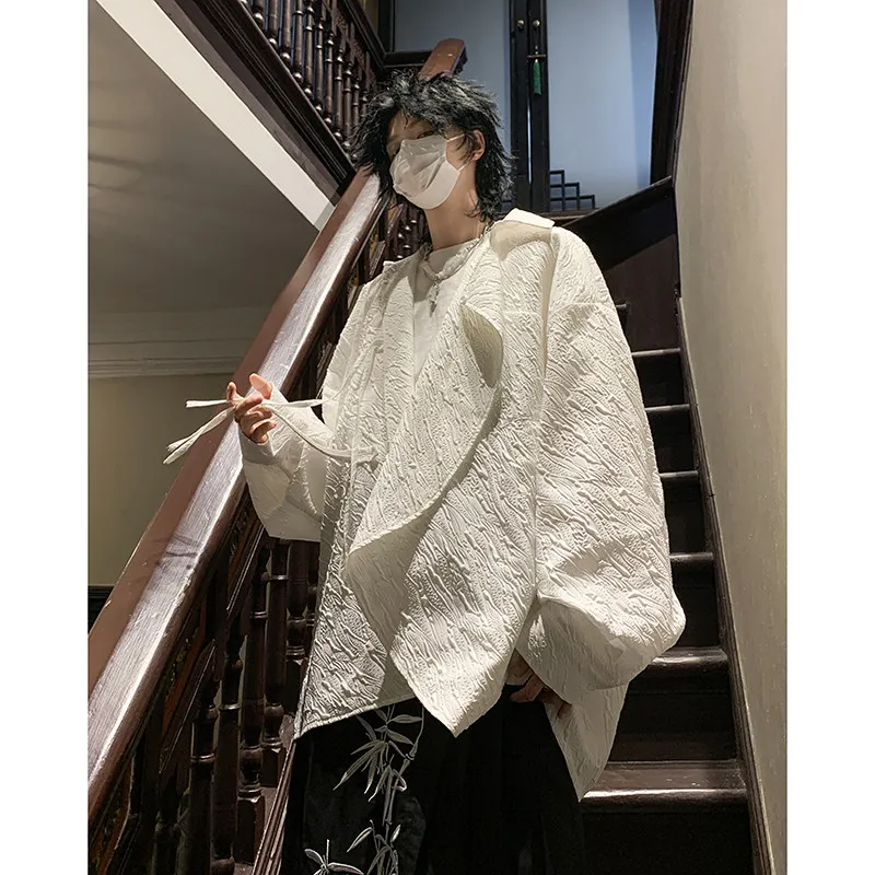 

New Chinese Sle Long Sve Loose Fit Men Women irt 3D Texture Sensation Lazy Sle Dao Pao irt Spring Season Faion