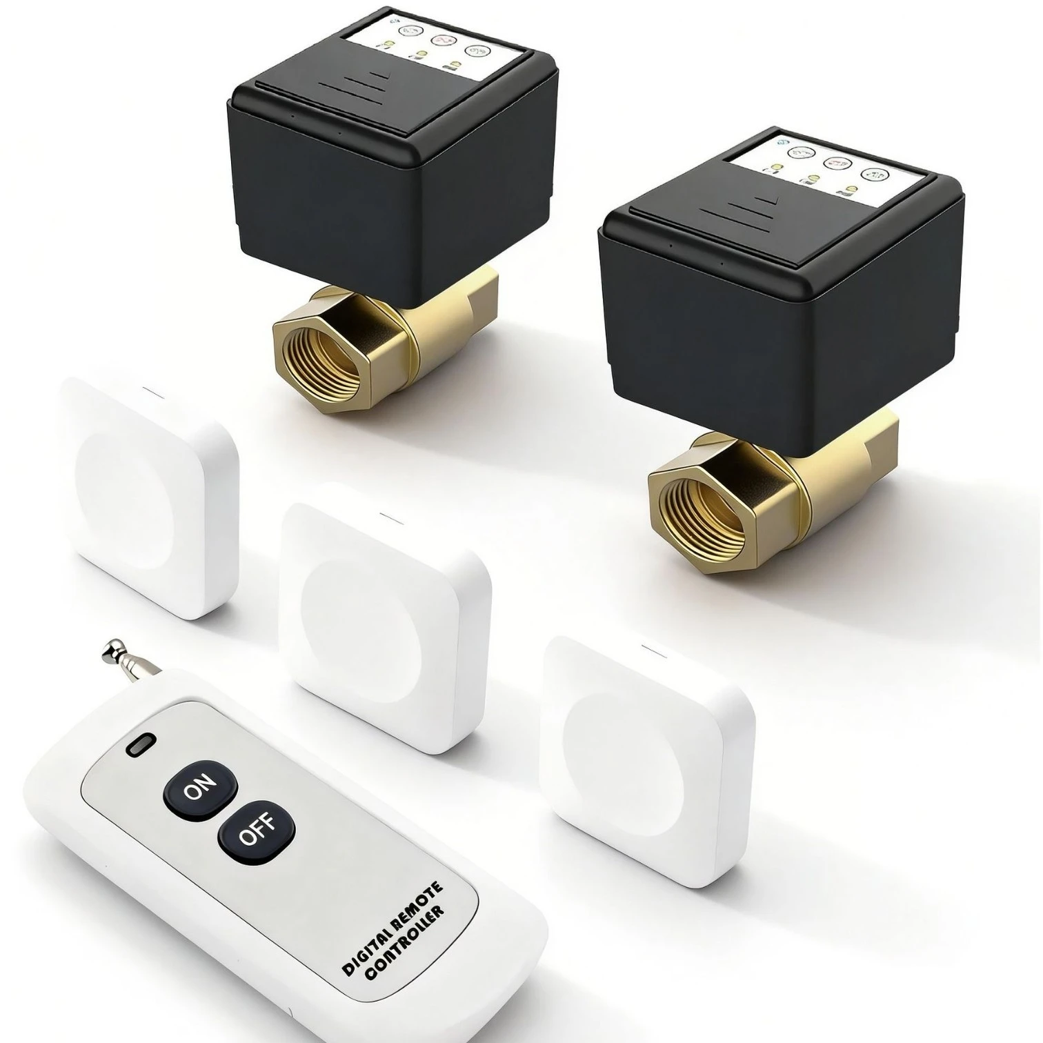 

1/2" 3/4" 1" Remote Control Water Valve Batteries Power Water Leak Protection System with WIFI Water Sensor for Water Leak Stop