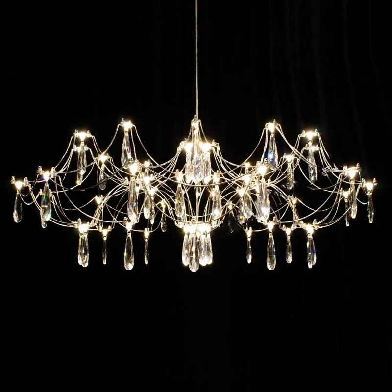 

2025 New Italian Villa Restaurant Starry Sky Pendant Living Room Master Bedroom Stainless Steel Firefly Crystal Light