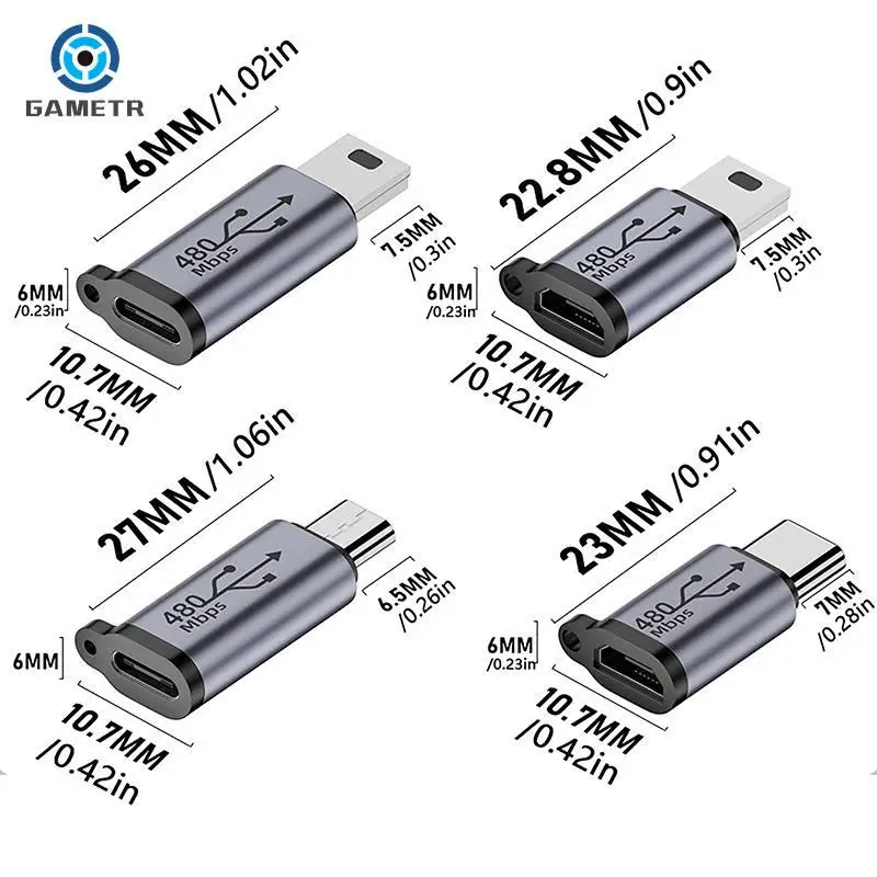 Type C Vrouw Naar Micro Usb/Typec Vrouwelijk Naar Mini Usb/Micro Usb Vrouwelijk Naar Type C/Micro Usb Vrouwelijk Naar Mini Usb Connector Adapter