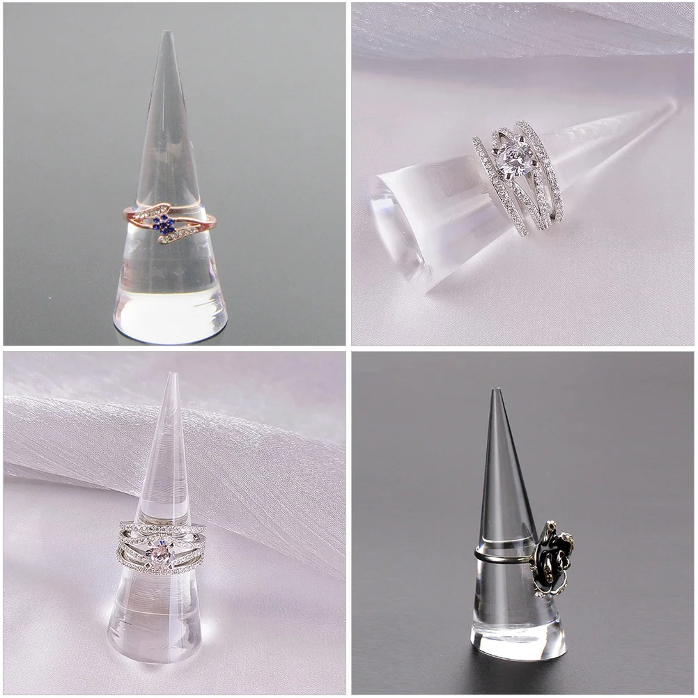 2Pcs Clear Acrylic Jewelry Ring Organizer Display Storage Gift for Wedding Anniversary Valentine's Day