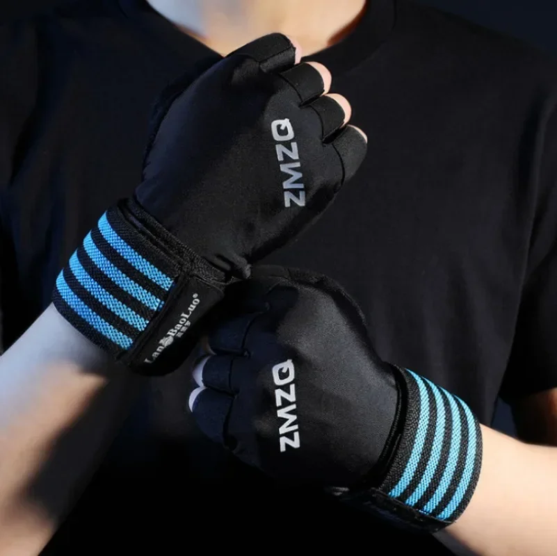 الرجال والنساء الدراجات اللياقة البدنية تسلق قفازات تنفس عدم الانزلاق الحرير الجليد نصف اصبع اللياقة البدنية قفازات تمديد معصمه قفازات
