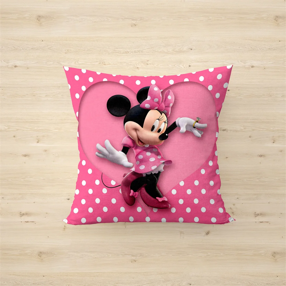 Cute Minnie federa cartone animato cuscino divano letto testa cuscino fodera cuscino 45x45 Cm per bambini adolescenti decorazione camera da letto