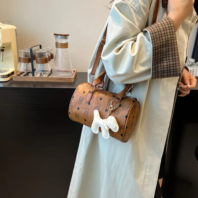 

2025 Printed Cylinder Bag Fashion Shoulder Purse for Women, Luxe Crossbody Tote Versatile Day-to-Night Bag Minimalist Sling Bag​