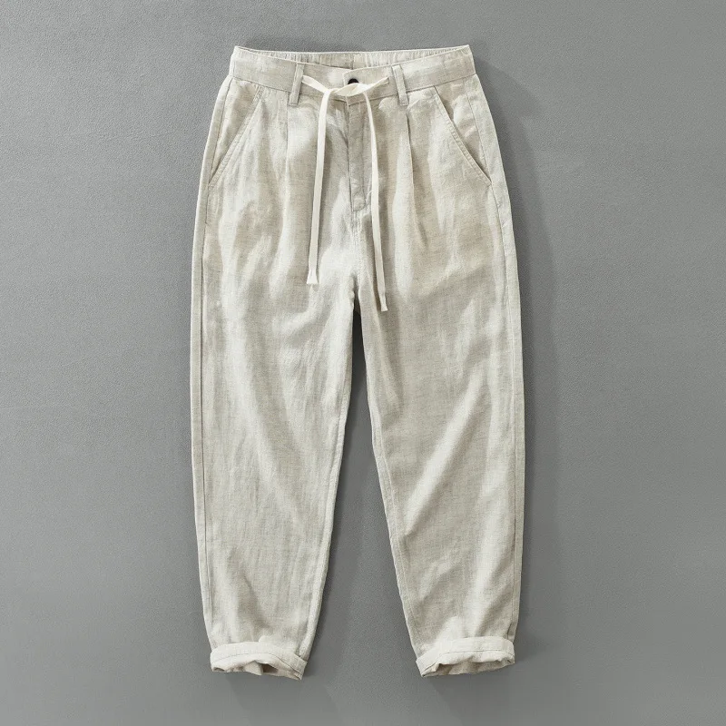 Japanese-Style Vintage Lyocell Linen Casual Pants Loose Fit Vintage Artistic Straight-Leg Fashionable & Trendy Men's Trousers