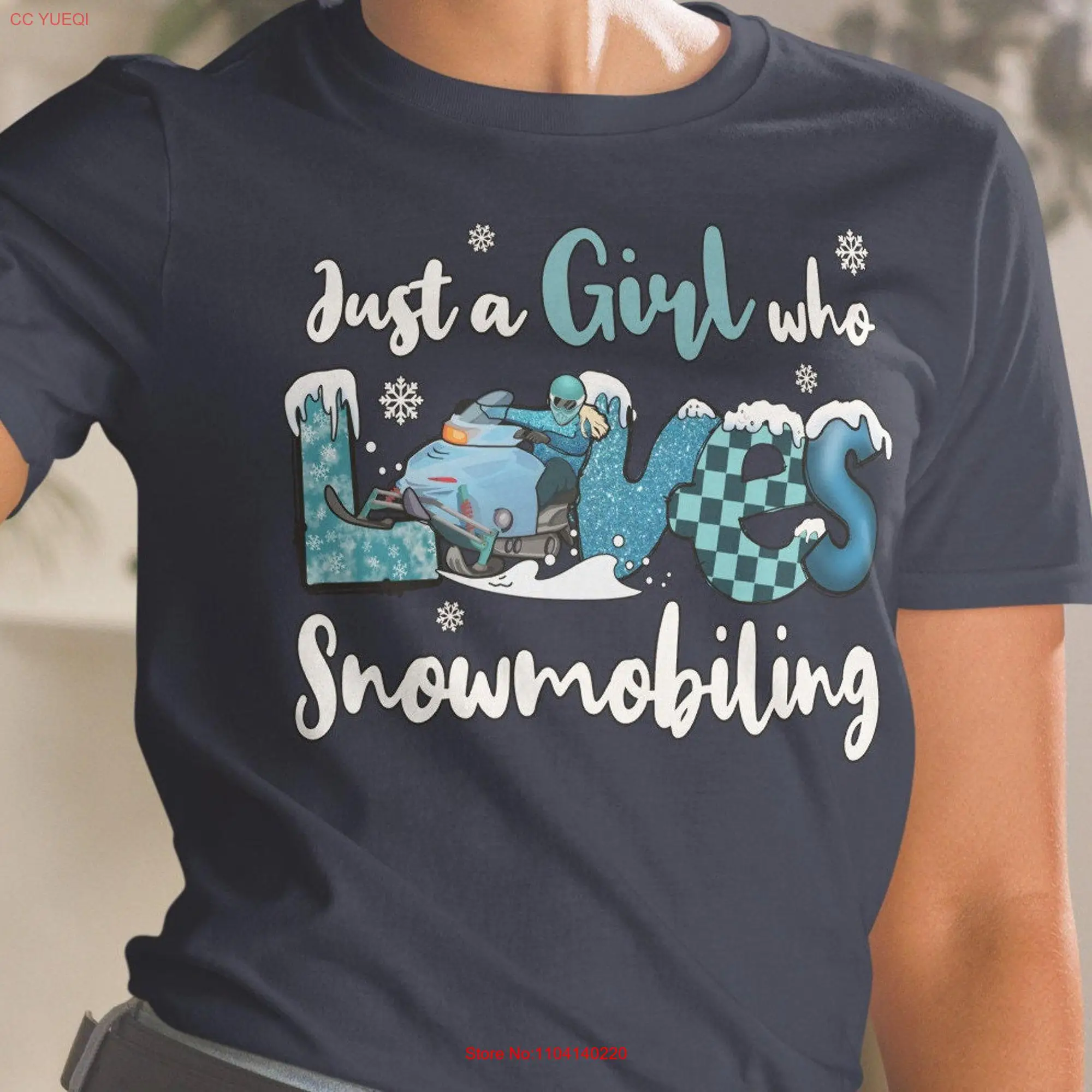 Girl who LOVEs Snowmobiling shirt Womens Snowmobile T Winter Sport Snow Sledding Braap Women Snowmobiler