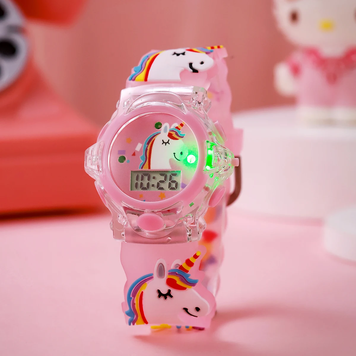 

Милые радужные единороги, вечерние силиконовые часы с подсветкой, электронные наручные часы, подходят для подарков на Рождество и Хэллоуин
