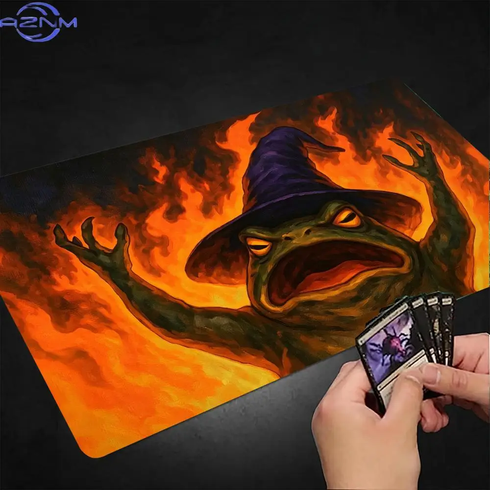 Fire Frog Wizard Witch Hat Playmat Mouse Pad Playmat MTG TCG Office Desk Mat for Work Game PC Laptop Rug Carpet MousePad