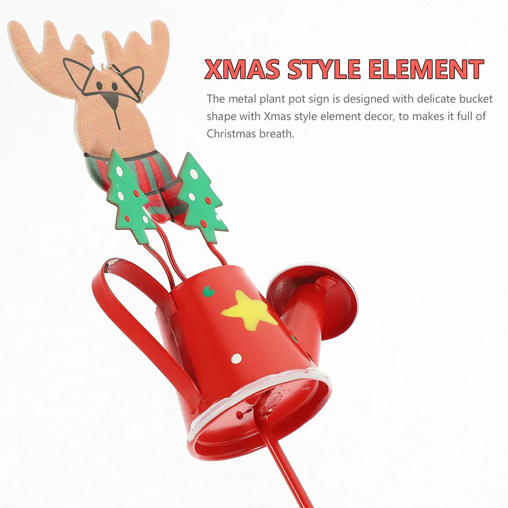 

3 Pcs Christmas Ornaments Flower Pot Decorations Decorative Garden Stake Artificial Yard Iron Stakes