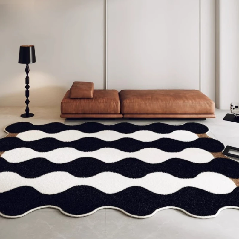 Irregular Living Room Large Area Carpet Minimalist Art Black Line Carpets Bedroom Bedside Decoration Home Comfortable Soft Rugs