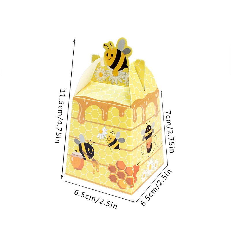 10/20 stücke Bee Papier Candy Boxen Geschenke Box Mit Bändern Für Kind Biene Geburtstag Geschenk Verpackung Box Baby Dusche hochzeit Party Liefert – Detail 3