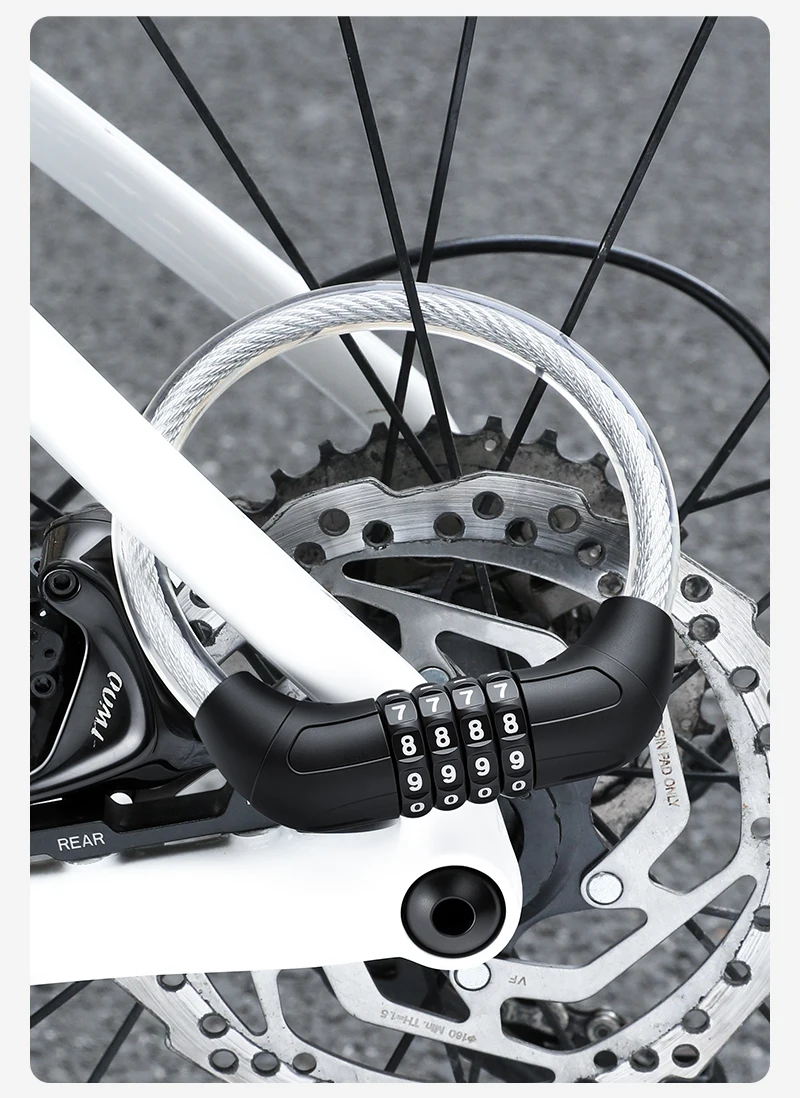 WEST BIKING Mini-Fahrradschloss, leicht, tragbar, 4-stelliges Passwort, Stahlkabel-Ringschloss, Zubehör für Rennräder und Mountainbikes, farbenfroh – Detail 19