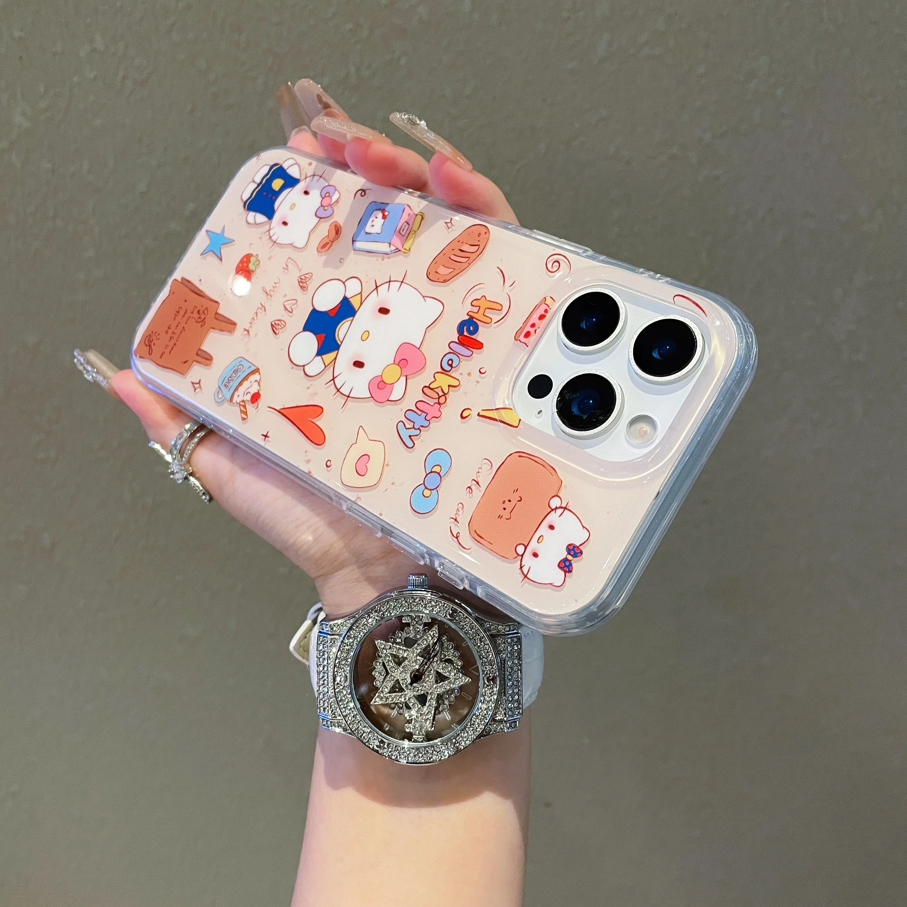 Sweet Color Fresh Gentle Style Preferred Gift Sanrio For Hello Kitty Full Screen Cute For iPhone16 13 14 15 Pro Max Anti-Drop