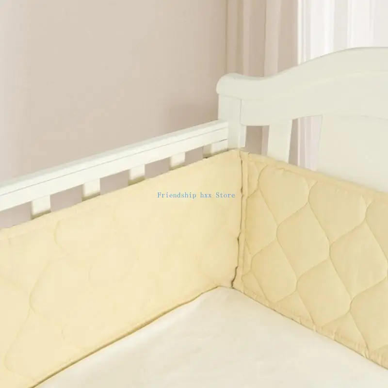 F1CB Baby Crib Liner سهلة التجميع وتفكيك حارس سرير التنفس القابل للتنفس يبقي الطفل سريرًا آمنًا للألوان صلبة.