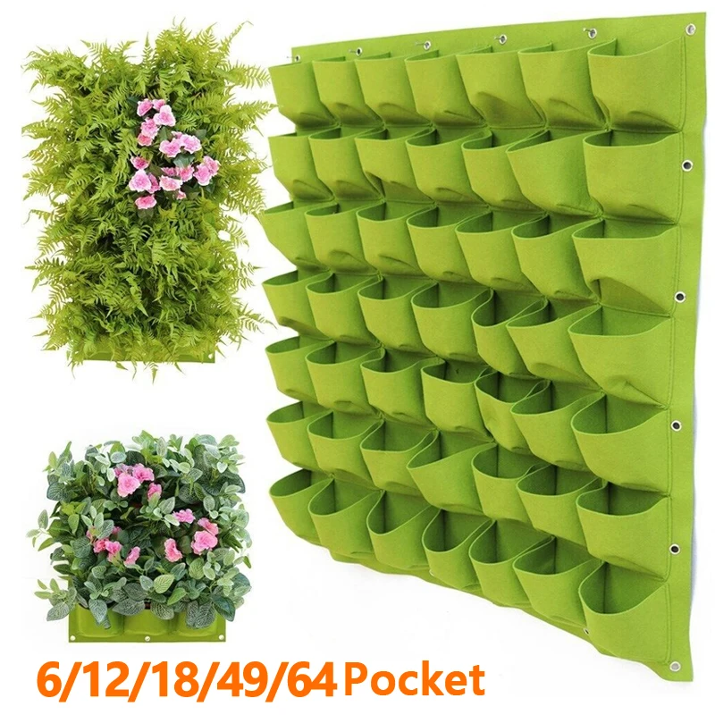 6-64 Pocket Plant Plant Bag Garden Wall Hanging Flower Grow Pouch fioriera borsa alla fragola vaso per piante succulente decorazioni per la casa