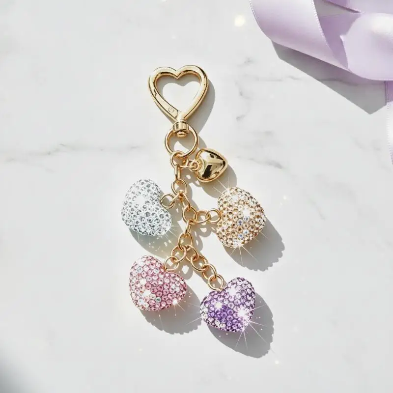 Kristall-Bling-Taschenanhänger, ästhetisches Handtaschen-Accessoire, Autoschlüsselanhänger, süßes Geschenk für Frauen und Mädchen, Taschen-Ersatzteile – Detail 2