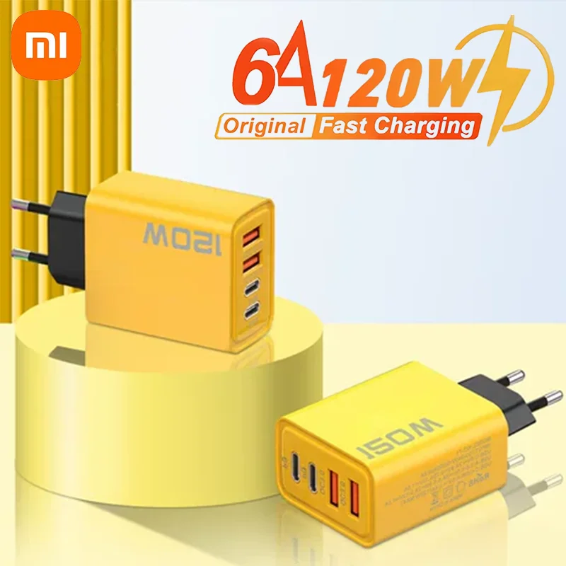 Xiaomi 120W 4 Ports USB C PD Charger Fast Charging PD Quick Charge 3.0 USB C Phone Charger Adapter For iPhone 15 14 13 Samsung