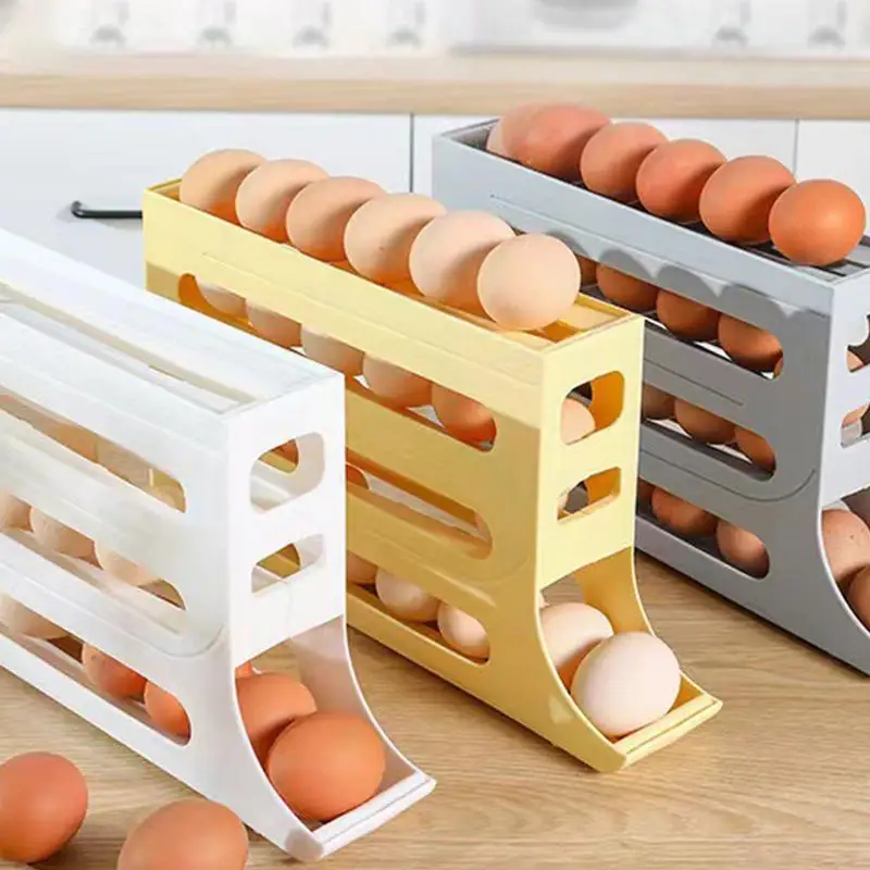 Rolling Egg Holder For Refrigerator Food-grade Egg Storage Container Ventilated Design Automatic Rolling Egg Rack Holder