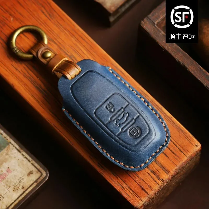 for Volkswagen Huion Key Cover High End Leather Remote Control Case Protective Bag Buckle for Men