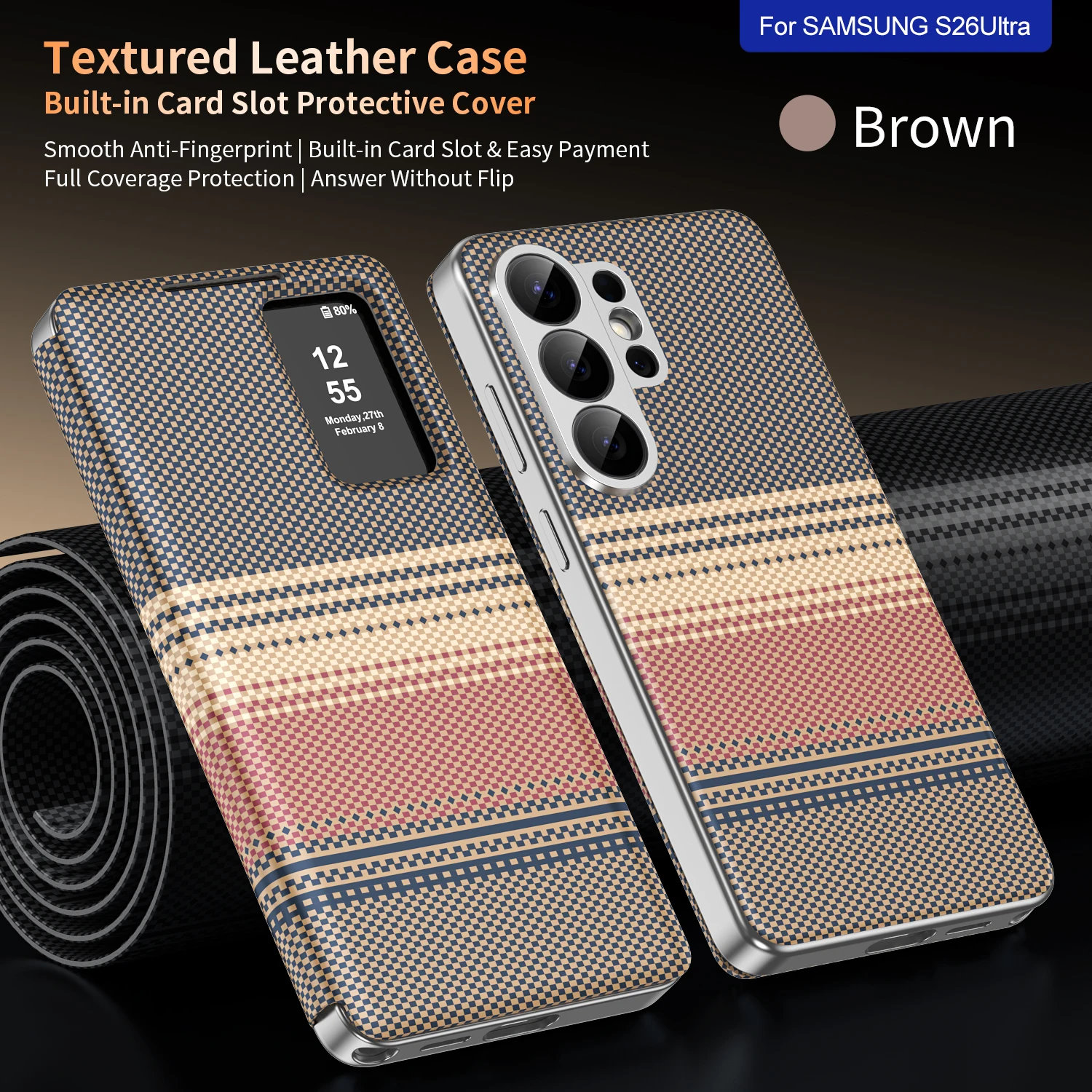 Luxury Smart View Window Case For Samsung Galaxy S26 S25 Edge S24 S23 FE S22 Plus Ultra A57 A37 A17 A56 A36 Leather Flip Cover