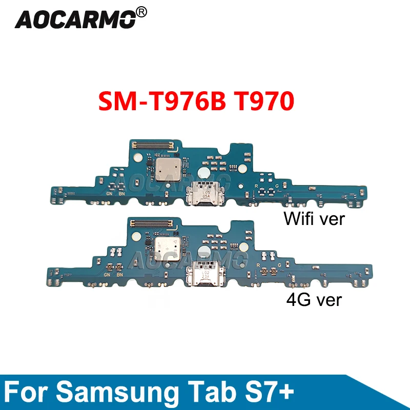 

Aocarmo USB Charging Port Charger Dock Flex Cable For Samsung Galaxy Tab S7Plus s7+ SM- T976B T976 T970 Replacement Parts