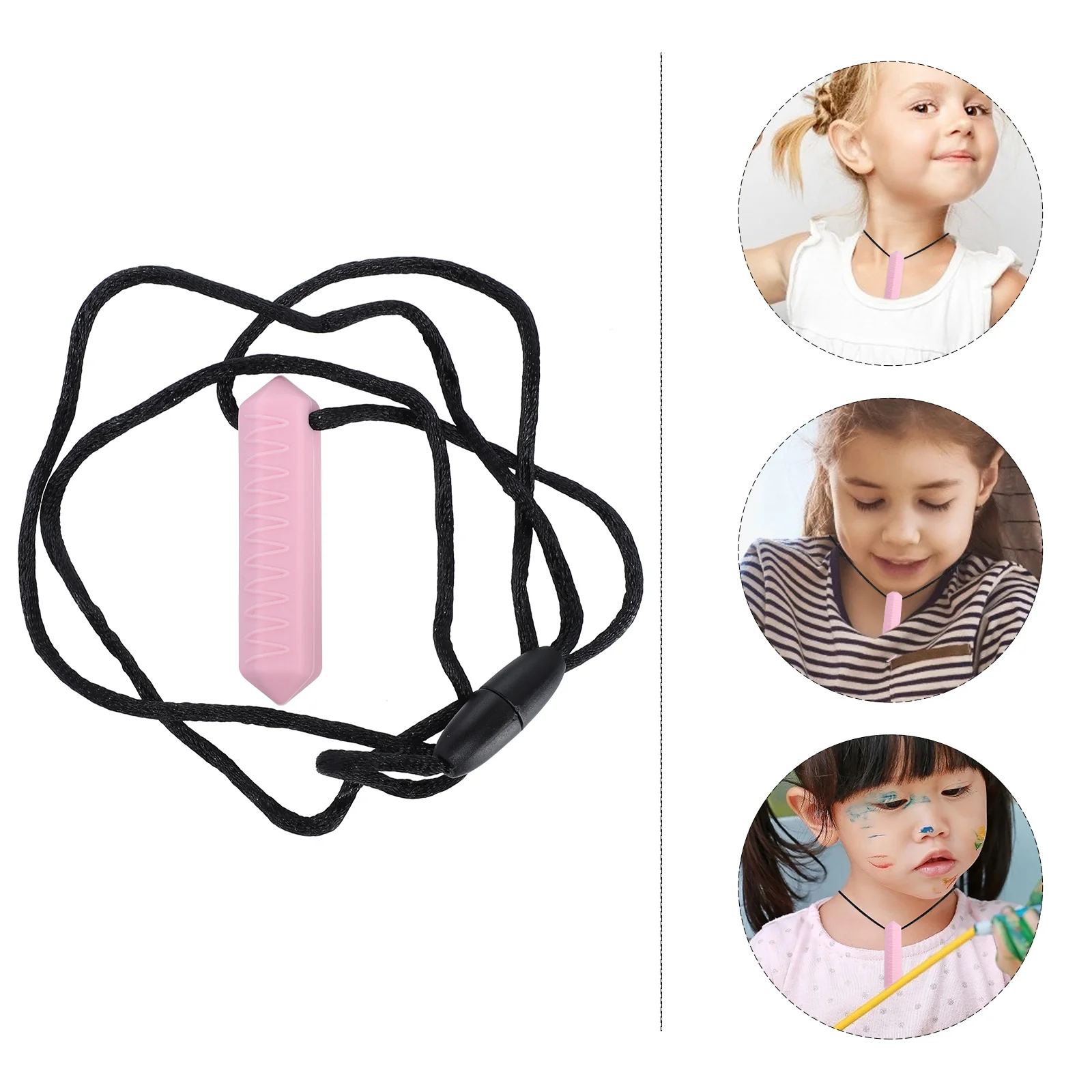 3 Pcs Teething Stick Kids Teether Necklace Biting Sensory Chew Silicone Chewing Necklaces