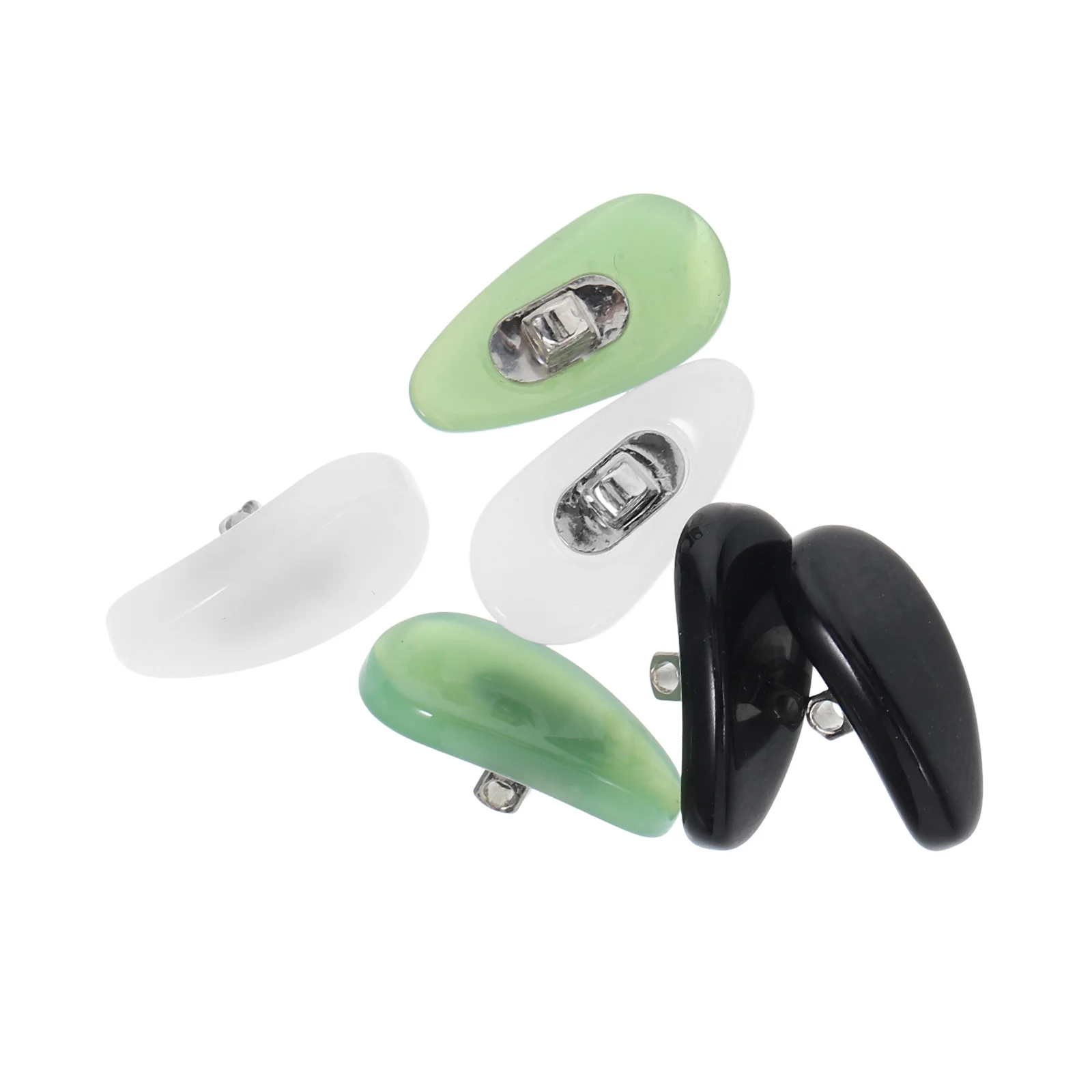 

3Pairs Nose Bridge Pads for Glasses Unique Design Reduced Pressure Fit Stability on Eyeglasses Sunglasses Black White Green