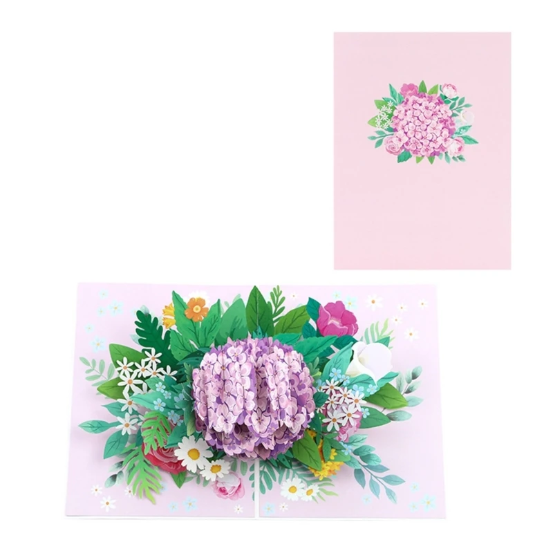 

N7MD 3D Hydrangea Flower Popup Card for Party Invitation and Greetings Blessing Card