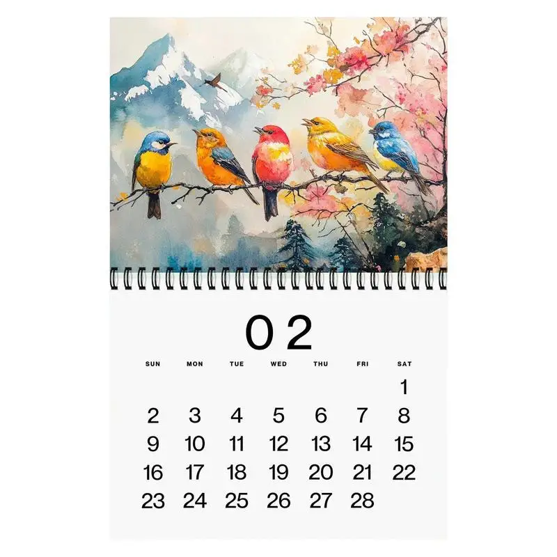 Vogelkalender 2025 Maandelijks Mooi Dieren Vogelfoto 2025 Vogels Ophangbare Wandkalender 2025 Vogelliefhebbers Wandkalender Met