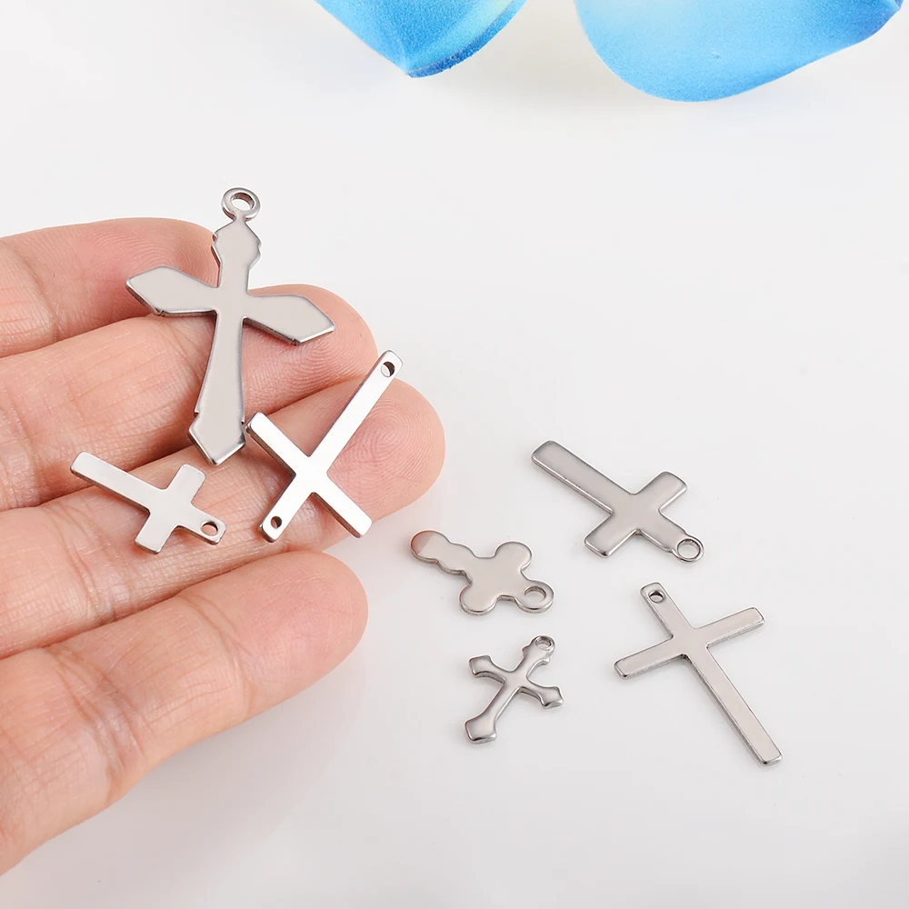 20pcs/lot Stainless Steel Cross Charms Pendants For Jewelry Making Christian Cross Jewelry Making Charms Connector Accessories