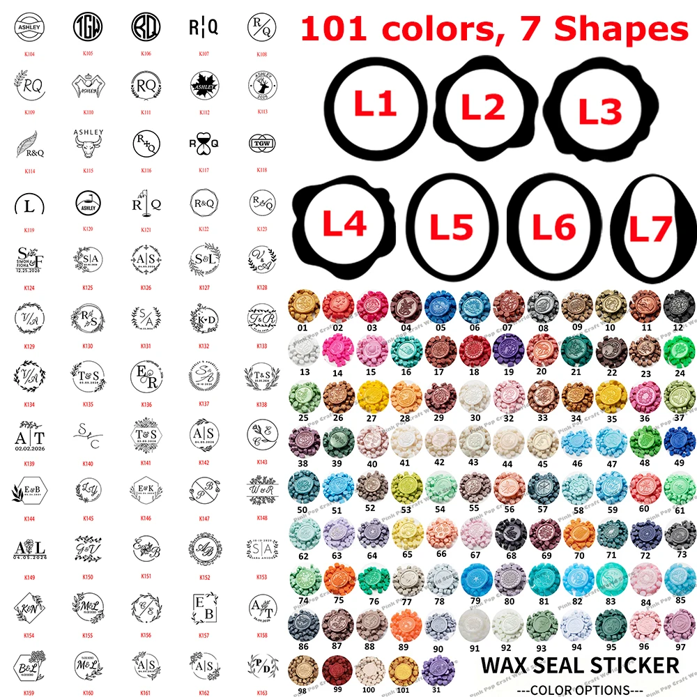 

101 Colors 2.5cm Custom Wax Seal Stickers Personalize Logo Design Custom Initial Letter Self-Adhesive Stickers for Diy Envelope