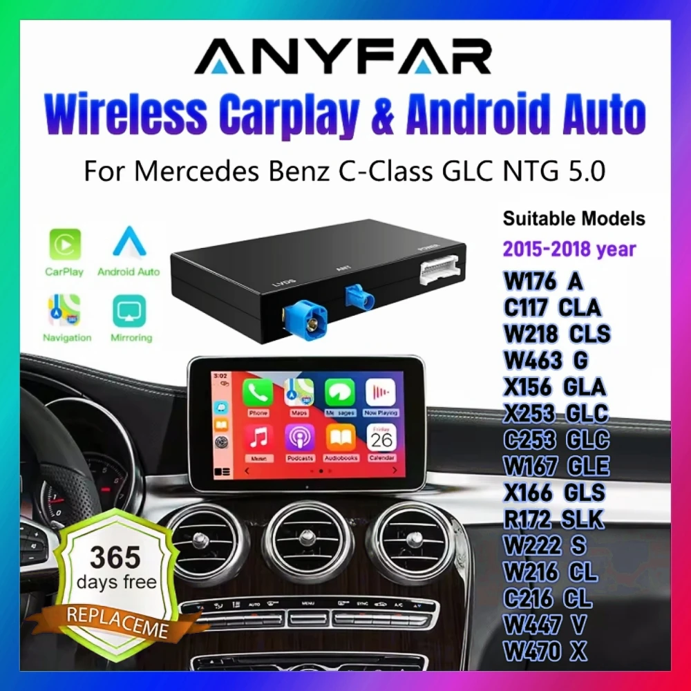 شاشة CarPlay اللاسلكية Android Auto لسيارة Mercedes A B C CL S CLA CLS CLASS GLA GLS GLC GLE V250 V260 Sprinter NTG5.0
