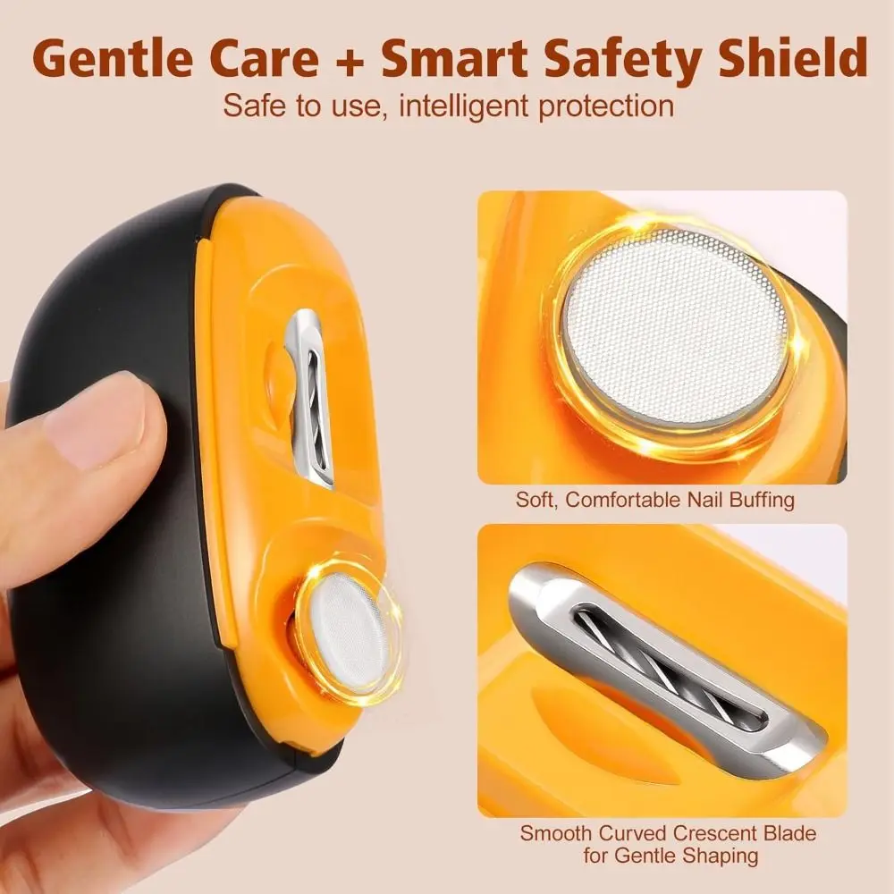 2 in 1 Electric Nail Clipper Rechargeable with LED Light Nail Trimmer Quiet Safety Automatic Nail Sharpener Nail Care Tool