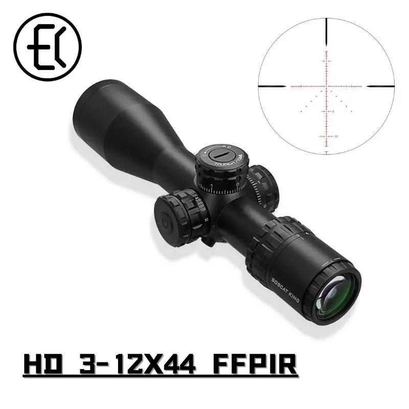 Bobcat King HD 3-12X44 FFPIR First Focal Plane Side Parallax Riflescope Hunting Tactical Scope Etched Glass Optical Sniper Sight