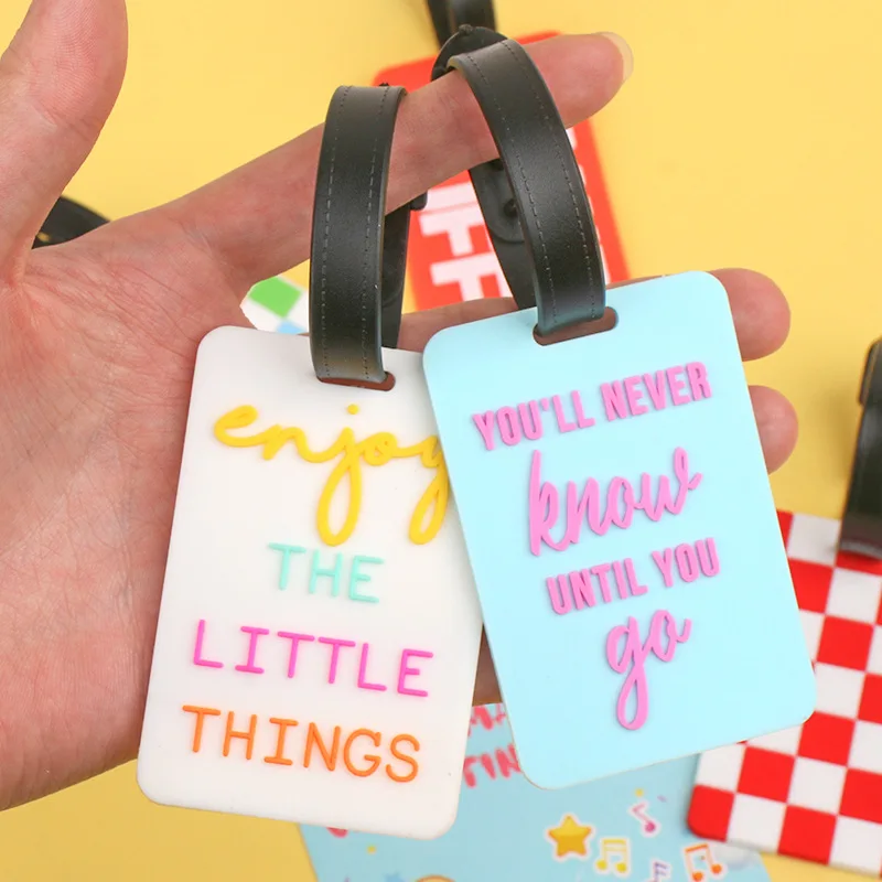 

PVC Rubber Cute Luggage Tag Cartoon Travel Tags Creative Airplane Boarding Pass Travel Check-in Signs Luggage Tags Name Lable
