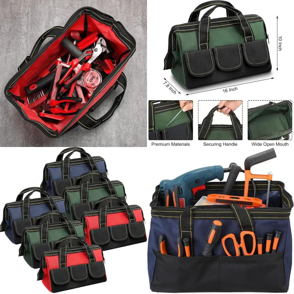

16-дюймовая прочная водонепроницаемая сумка для инструментов с множеством карманов для мужчин и женщин - идеально подходит для электриков, плотников, механиков (синяя)