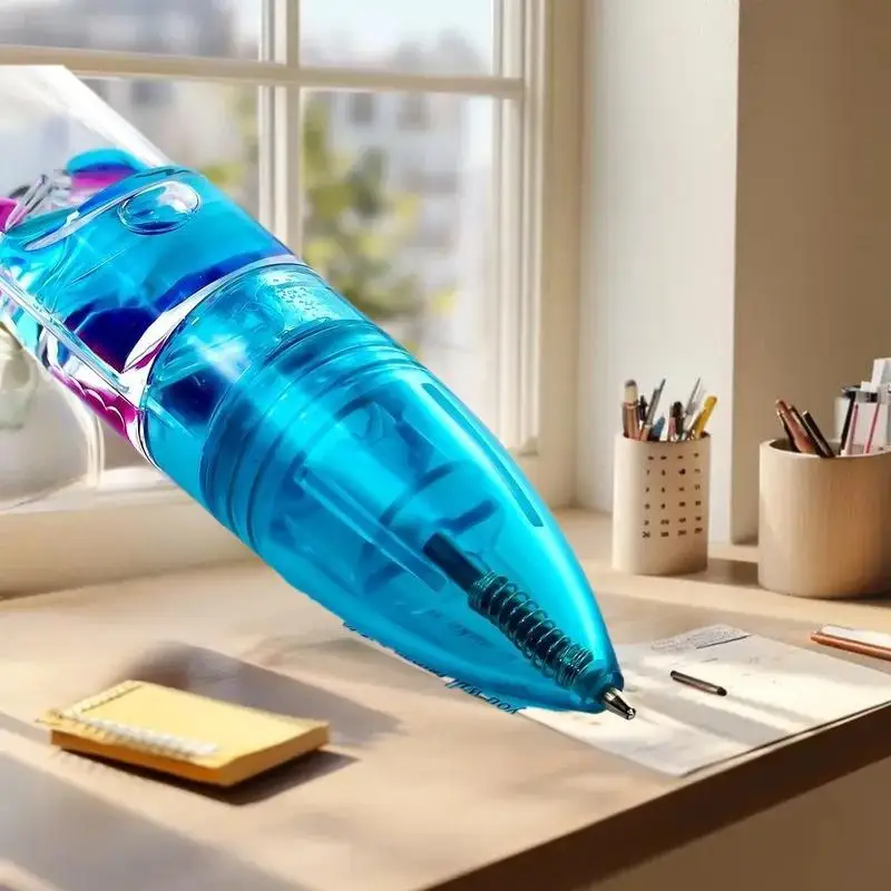 Caneta esferográfica retrátil de movimento líquido, 6 cores, alívio de ansiedade, escrita sem estresse, caneta relaxante legal para estudo/escritório, 1 peça