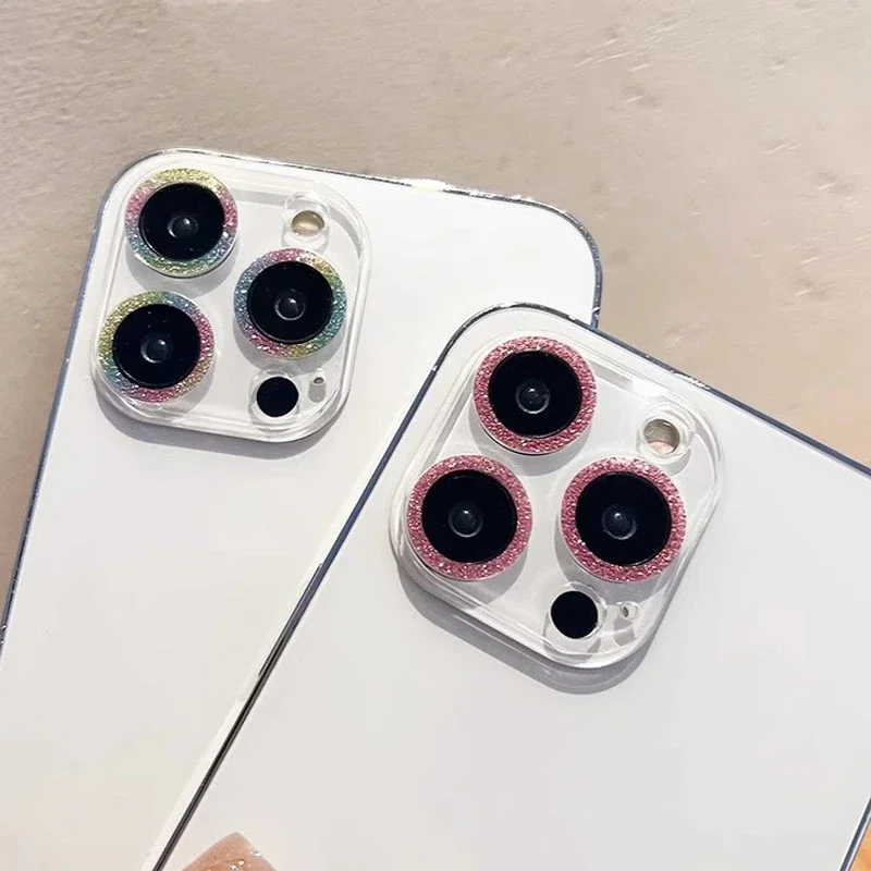 아이폰 16 프로 맥스 플러스 15 14 5G 애플 패션 도파민 캔디 컬러 글리터 렌즈 필름에 대한 럭셔리 글리터 카메라 렌즈 보호대