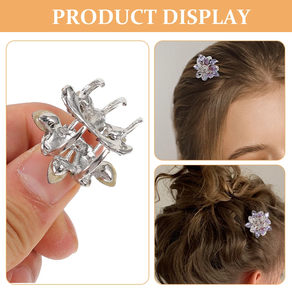 

2Pcs Purple Small Claw Hair Clips Durable Metal Bangs Accessories for Women Kids Thin Hair Modeling Tool Wedding Party