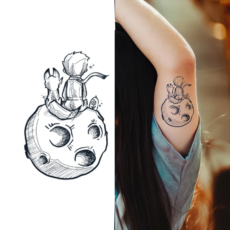 1Pc Outer Space Planet Temporary Tattoos for Women Girls Realistic Prince Planet Fake Tattoo Sticker Arm Leg Tatoos Body Art