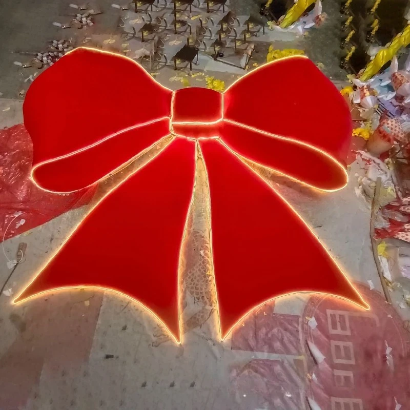 2025 Christmas large bow lighting modeling light festival shopping mall wall decoration
